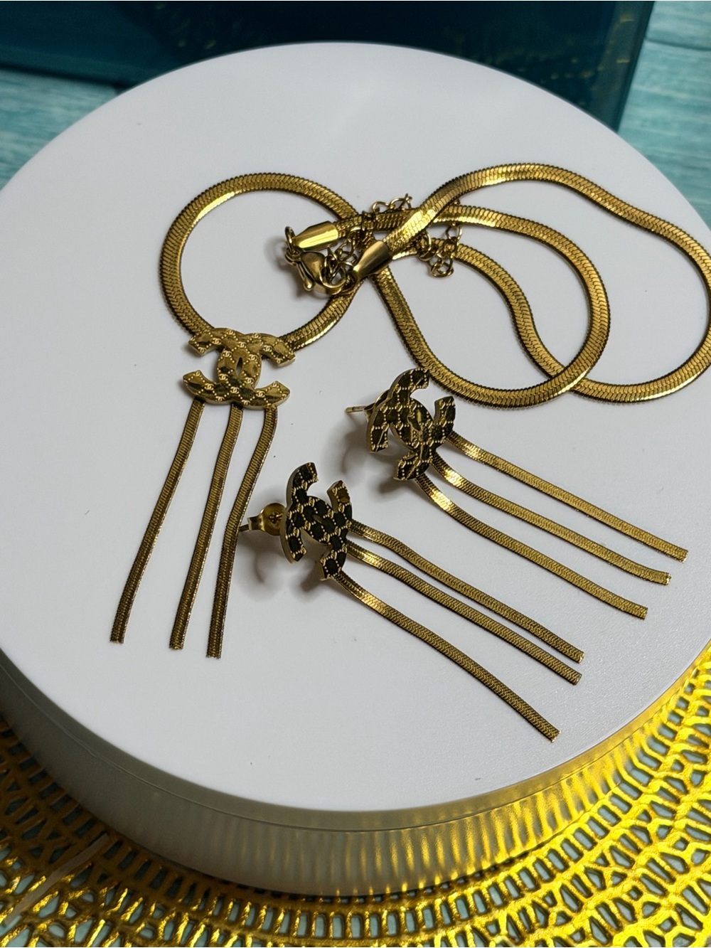 Stainless steel high grade fashion Designer style necklace/earring set